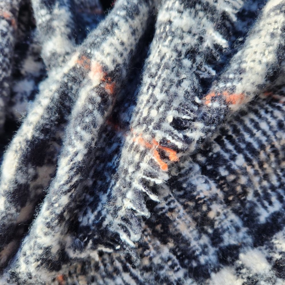 Scarf, soft, warm, fringe, like new!  Gray, white, black, hint of orange! - Picture 7 of 10